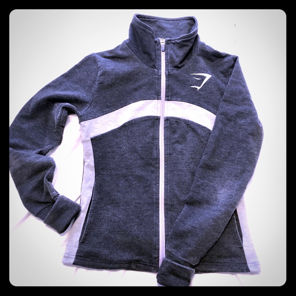 Gymshark womens xs fit zip long sleeve jacket grey